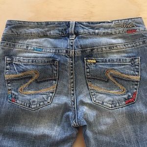 Silver Cleo Low Rise Bootcut Flare Embroidery